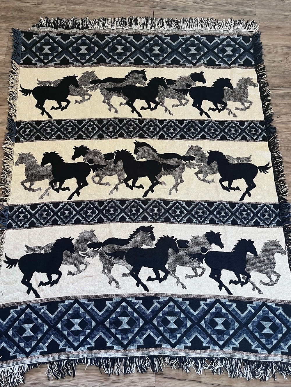 Woven Horses Throw Blanket